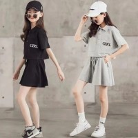 女童套装夏季2024新款时尚中大儿童短袖休闲运动T恤+短裤两件套装