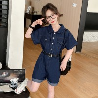 女童夏装牛仔连体裤