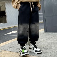 男童运动裤子2024童装春季新款中大童儿童黑色针织卫裤春秋款