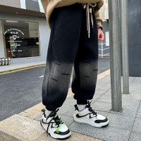 男童运动裤子2024童装春季新款中大童儿童黑色针织卫裤春秋款