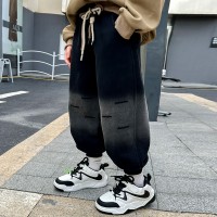 男童运动裤子2024童装春季新款中大童儿童黑色针织卫裤春秋款