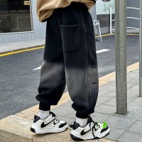 男童运动裤子2024童装春季新款中大童儿童黑色针织卫裤春秋款