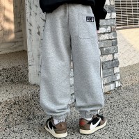 男童运动裤子2024童装春季新款中大童儿童灰色针织卫裤春秋款