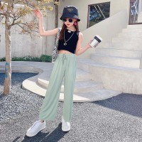 女童裤子夏季薄款儿童冰丝阔腿裤夏装2024新款大童宽松凉凉防蚊裤