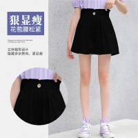 女童裤子2024夏季新款中大童冰丝宽松五分裤女孩荷叶边百搭短裤子