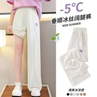 女童阔腿裤夏季薄款儿童冰丝裤子大童夏装运动裤女孩夏天长裤套装