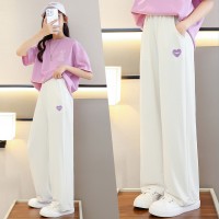 女童阔腿裤夏季薄款儿童冰丝裤子大童夏装运动裤女孩夏天长裤套装