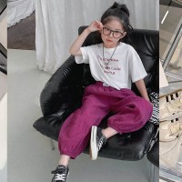 女童夏季裤子2024新款韩版时髦儿童简约宽松运动束脚贴标休闲卫裤