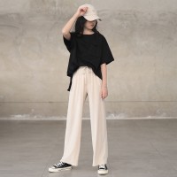 女童阔腿裤2024新款夏季中大童垂感冰丝直筒裤童装宽松防蚊拖地裤