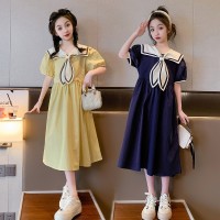女童夏季连衣裙2024年新款儿童韩版学院风中长款过膝长裙童装裙子
