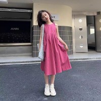 女童洋气无袖公主连衣裙2024夏季儿童宝宝棉布大裙摆韩版背心裙夏