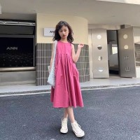 女童洋气无袖公主连衣裙2024夏季儿童宝宝棉布大裙摆韩版背心裙夏