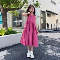 女童洋气无袖公主连衣裙2024夏季儿童宝宝棉布大裙摆韩版背心裙夏
