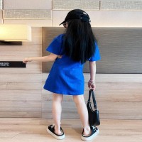 女童连衣裙2024夏季红女大童炸街露腰洋气夏季短袖T恤裙子