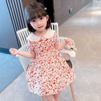 女童连衣裙2024夏季新款小童韩版休闲裙子女孩可爱风娃娃领公主裙