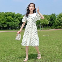 女童碎花连衣裙夏季薄款儿童甜美泡泡袖公主裙小女孩短袖夏装裙子