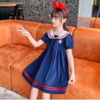 女童学院风连衣裙夏季新款洋气网红公主裙夏装中大童薄款短袖裙子