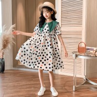 女童连衣裙2024夏装新款儿童甜美娃娃领公主风中大童夏季薄款裙子