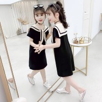 女童夏装连衣裙女童海军裙短袖t恤裙儿童t恤女夏季中长款连衣裙子