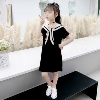 女童夏装连衣裙女童海军裙短袖t恤裙儿童t恤女夏季中长款连衣裙子
