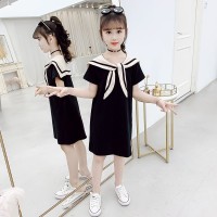 女童夏装连衣裙女童海军裙短袖t恤裙儿童t恤女夏季中长款连衣裙子