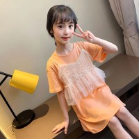 女童连衣裙2024儿童夏季新款假两件公主裙夏天中大童韩版连衣裙子