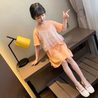 女童连衣裙2024儿童夏季新款假两件公主裙夏天中大童韩版连衣裙子