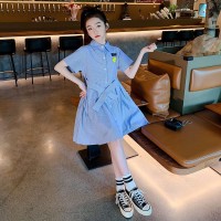 女童连衣裙夏季儿童清爽裙子洋气公主裙大童时尚女孩过膝衬衫裙潮