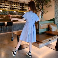 女童连衣裙夏季儿童清爽裙子洋气公主裙大童时尚女孩过膝衬衫裙潮