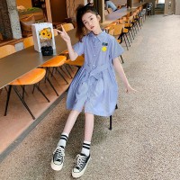 女童连衣裙夏季儿童清爽裙子洋气公主裙大童时尚女孩过膝衬衫裙潮