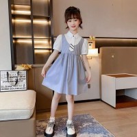 女童连衣裙夏装2024新款儿童网红公主裙洋气夏季大童假两件背带裙