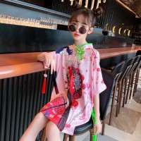 女童汉服连衣裙2024新款风儿童洋气T恤裙潮夏季女孩连衣裙
