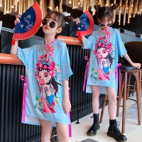 女童汉服连衣裙2024新款风儿童洋气T恤裙潮夏季女孩连衣裙
