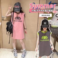 女童夏季T恤裙2024新款儿童网红背心裙女大童洋气夏装童装连衣裙