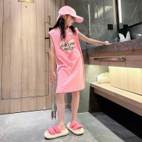 女童夏装中长款T恤裙薄款2024新款无袖女大童休闲儿童连衣裙