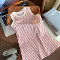 女童背心裙夏装2024新款洋气儿童条纹打底裙小女孩韩版无袖连衣裙