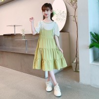原版布料工艺）女童连衣裙夏装2024新款雪纺公主裙假两件吊带裙