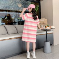 女童夏装连衣裙2024新款洋气童装polo长款T恤裙大童儿童夏天裙子