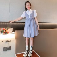 女童连衣裙夏装2024新款儿童网红公主裙洋气夏季大童假两件背带裙