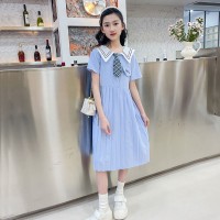 女童学院风夏装短袖连衣裙网红洋气小女孩公主裙子2024年夏季炸街