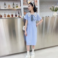 女童学院风夏装短袖连衣裙网红洋气小女孩公主裙子2024年夏季炸街