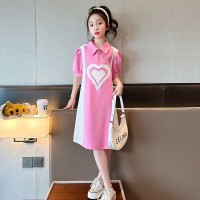 女童新款洋气儿童夏季短袖裙子大童女孩时髦连衣裙