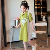 女童新款洋气儿童夏季短袖裙子大童女孩时髦连衣裙