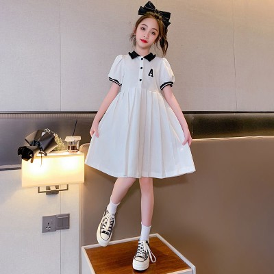 <!--女童连衣裙夏季2024新款洋气儿童装夏装POLO裙子女孩学院风公主裙-->