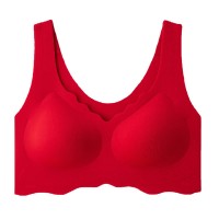 无痕无尺码内衣女聚拢小胸固定杯上托本命年新年结婚新娘文胸套装