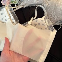 法式无痕贴合超薄冰丝内衣女固定一体乳胶杯无钢圈蕾丝文胸美背