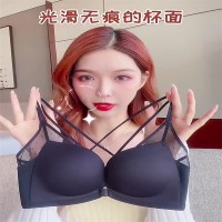 新款2024前扣式内衣女小胸聚拢收副乳防下垂上托纯欲性感美背文胸