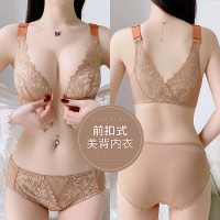 性感蕾丝前扣美背文胸套装女士内衣女无钢圈聚拢内衣无痕薄款文胸