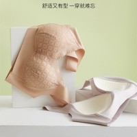 法式蕾丝固定杯加宽侧收副乳聚拢防下垂无钢圈套头背心式文胸美背