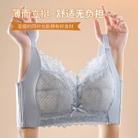 蕾丝内衣女大胸显小薄款聚拢显瘦防下垂收副乳透气无钢圈调整文胸